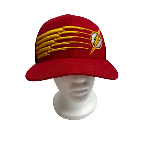 The Flash DC Comics Red Mesh SnapBack Hat Cap One Size Adult Yellow Lightning - Picture 1 of 9